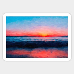 Orange Sunset Over Water Abstract Sticker